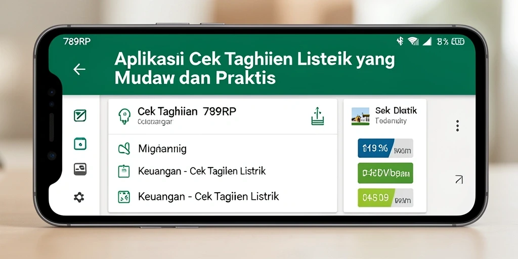 Antarmuka aplikasi 789RP menampilkan informasi tagihan listrik dengan jelas.