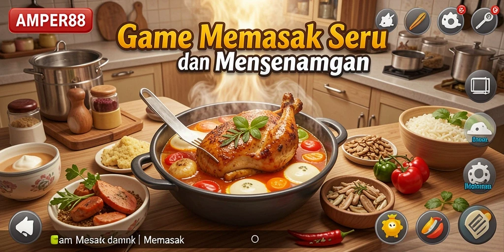 Antarmuka menarik dengan berbagai alat Memasak di AMPER88.