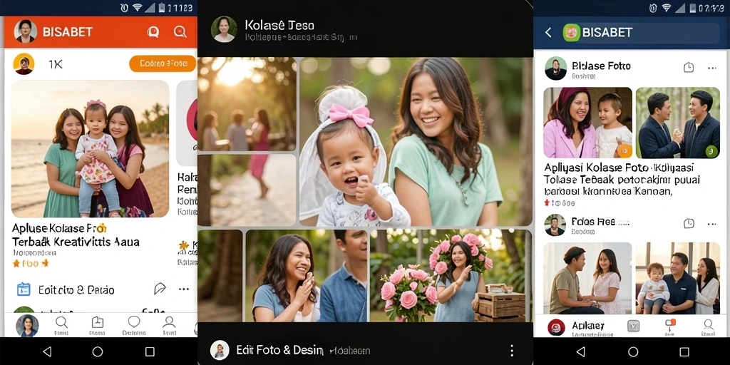 Screenshot utama BISABET menunjukkan antarmuka kreatif untuk kolase foto.