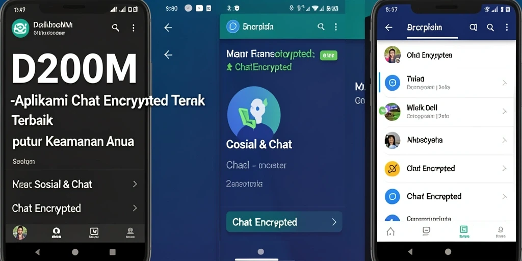 Antarmuka D200M menampilkan fitur Chat Encrypted yang canggih.