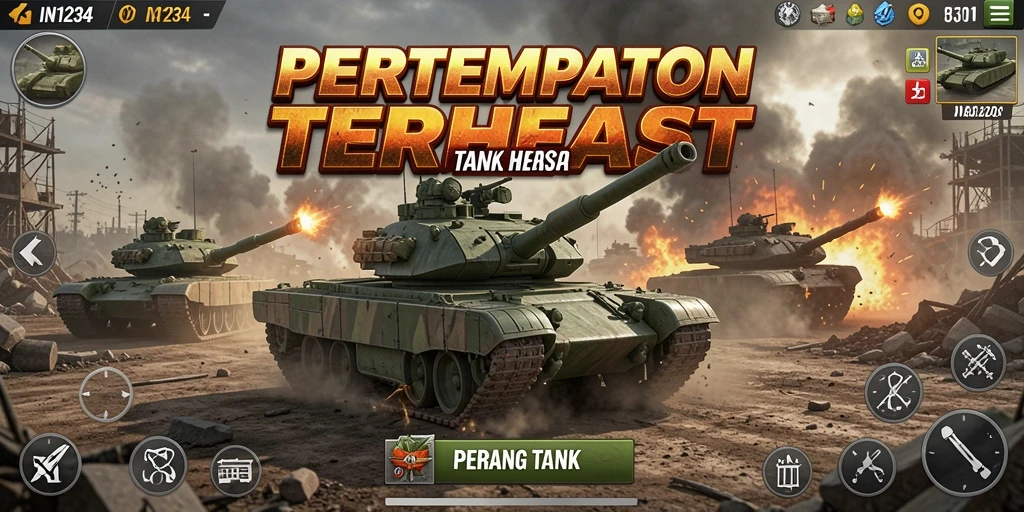 Tangkapan layar IN1234 menunjukkan aksi pertempuran tank yang mendebarkan.