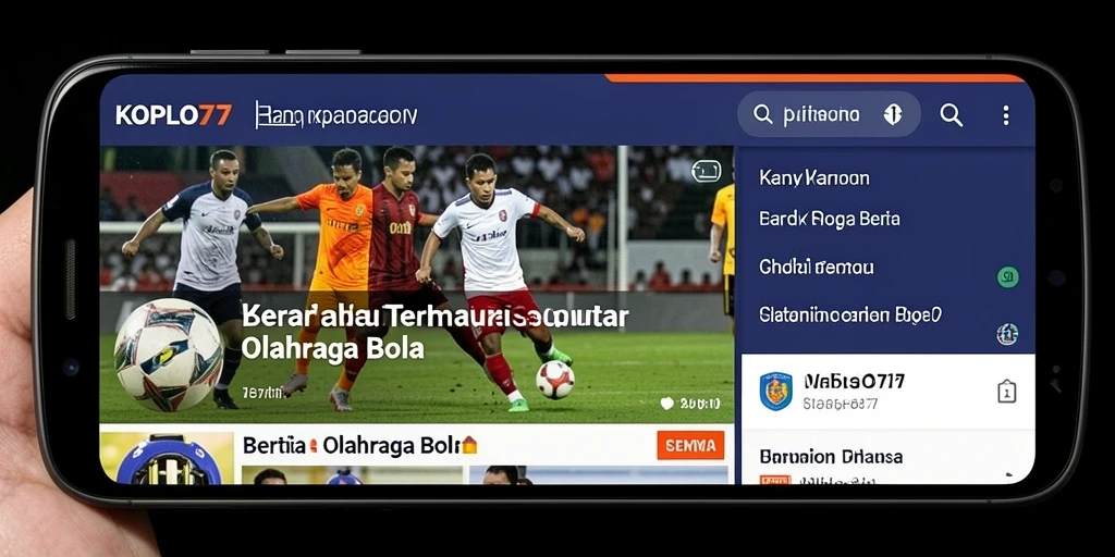 Antarmuka aplikasi KOPLO77 menampilkan berita olahraga bola terkini.