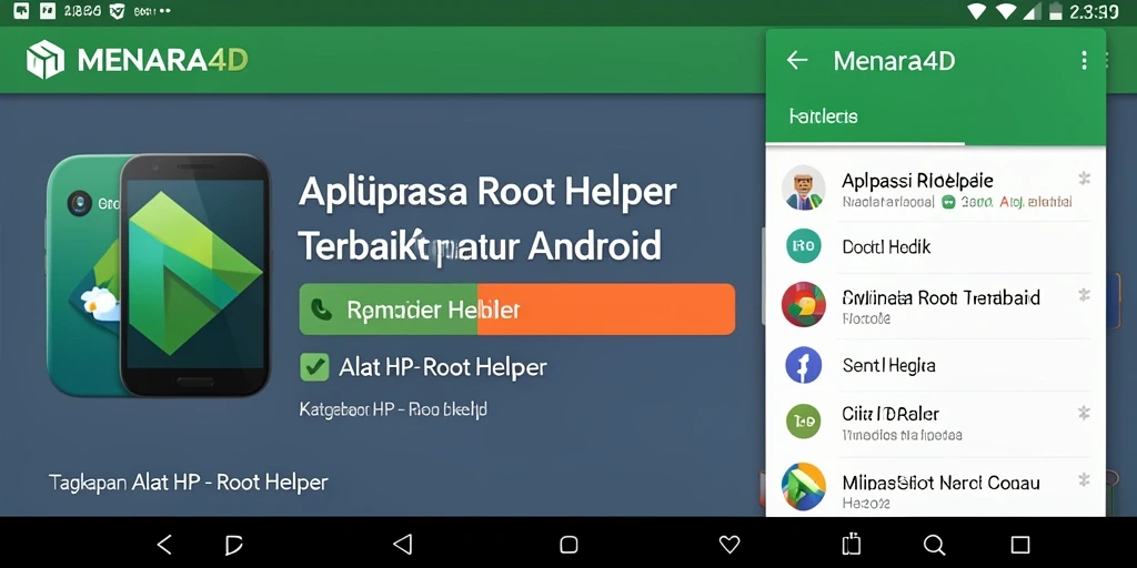 Antarmuka aplikasi MENARA4D untuk Root Helper yang mudah digunakan.