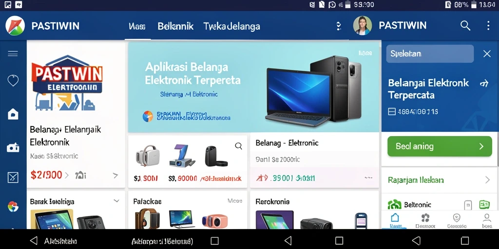 Tampilan utama PASTIWIN dengan menu kategori elektronik.