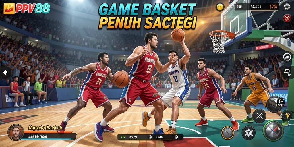 Antarmuka game PPV88 yang menampilkan aksi basket seru.