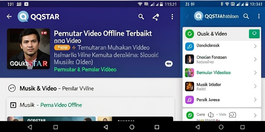 Antarmuka QQSTAR menampilkan pemutar video yang sederhana dan menarik.