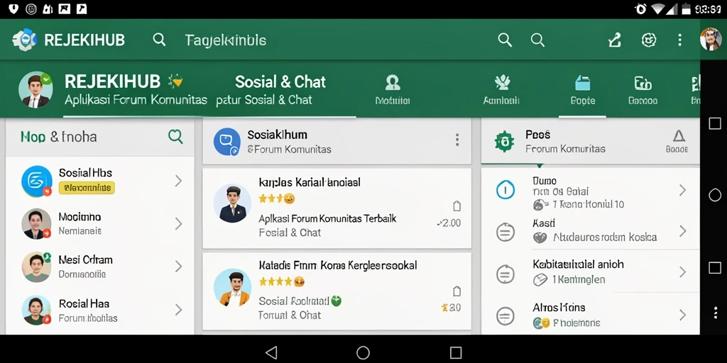 Antarmuka REJEKIHUB menampilkan forum komunitas yang interaktif dan menarik.