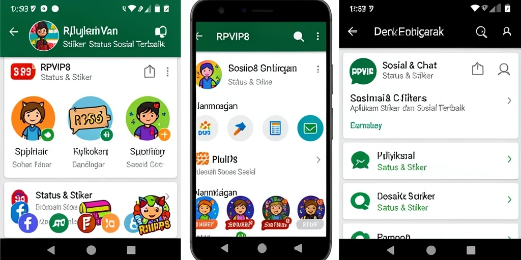 Antarmuka RPVIP8 menunjukkan stiker dan status menarik.