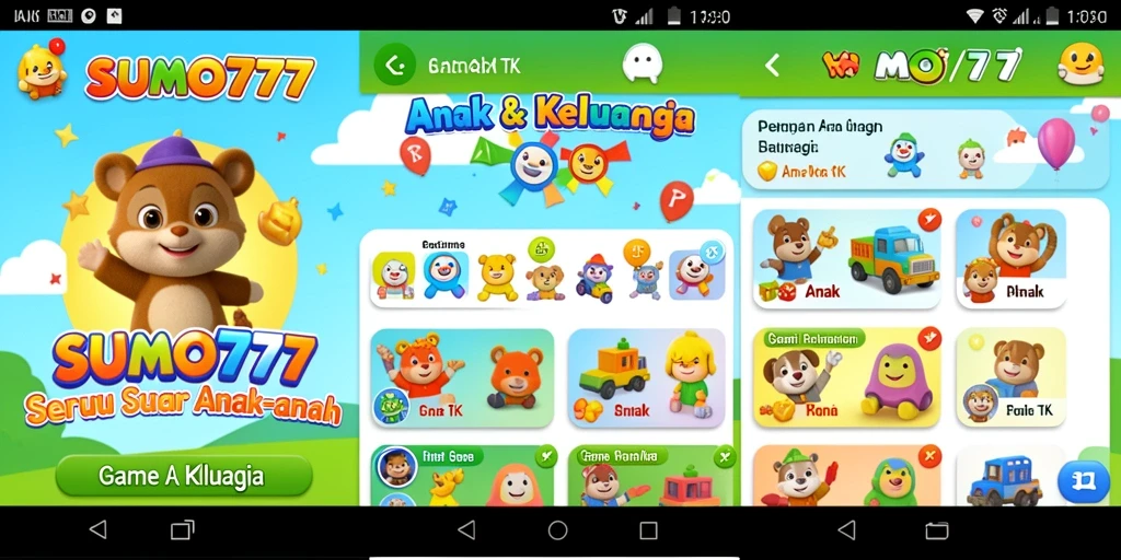 Tampilan antarmuka menyenangkan dari aplikasi Game Anak TK SUMO777.